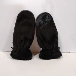 Bilodeau Black Animal  Fur and Leather  Mittens Made In Canada